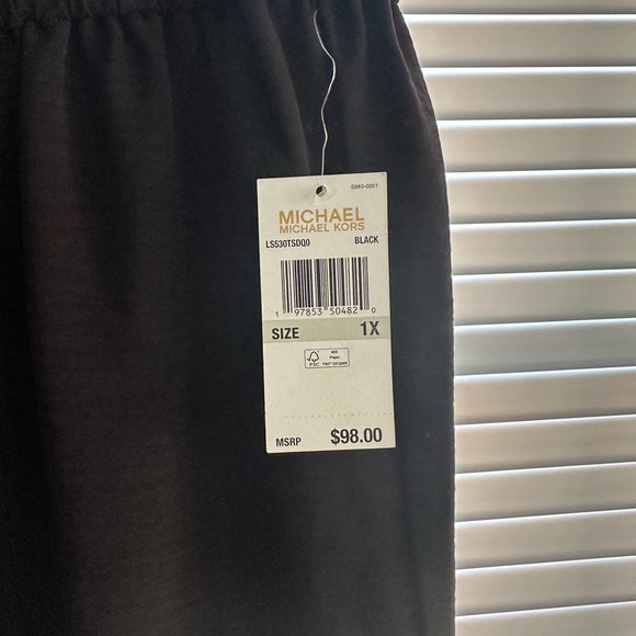 MICHAEL KORS Womens Black Wide Leg Stretch Cropped Pants Pull on Plus Sz 1X NWT - Picture 5 of 9